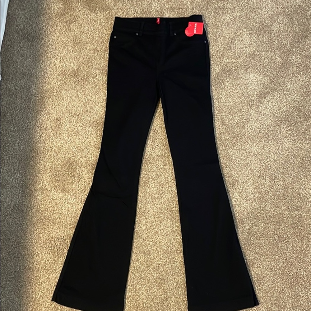 SPANX flare jeans, clean black, size small